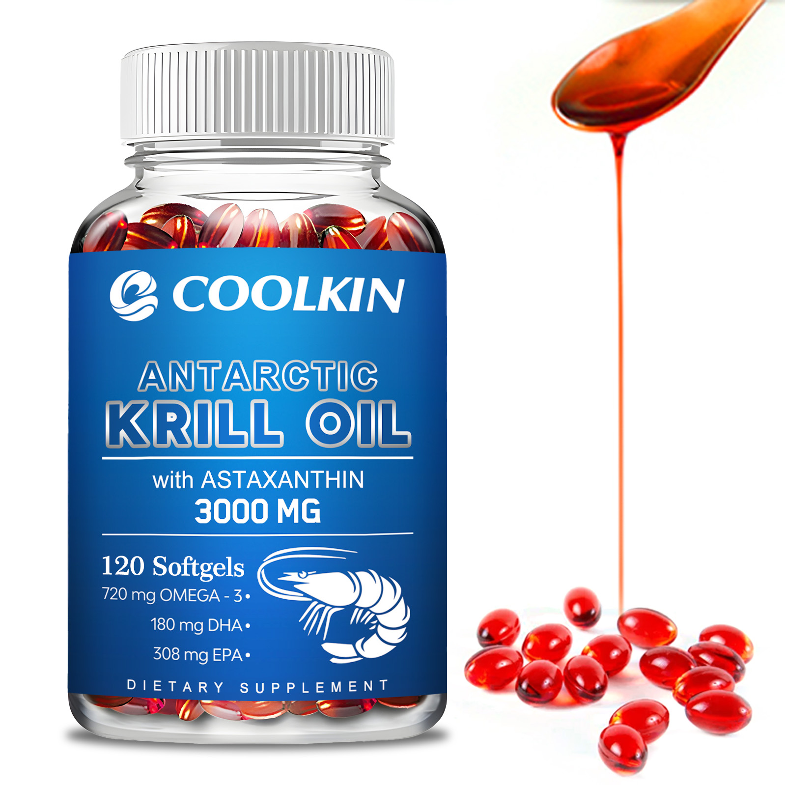 Krill Oil Supplement - Antarktisches Krillöl 3000 mg – mit