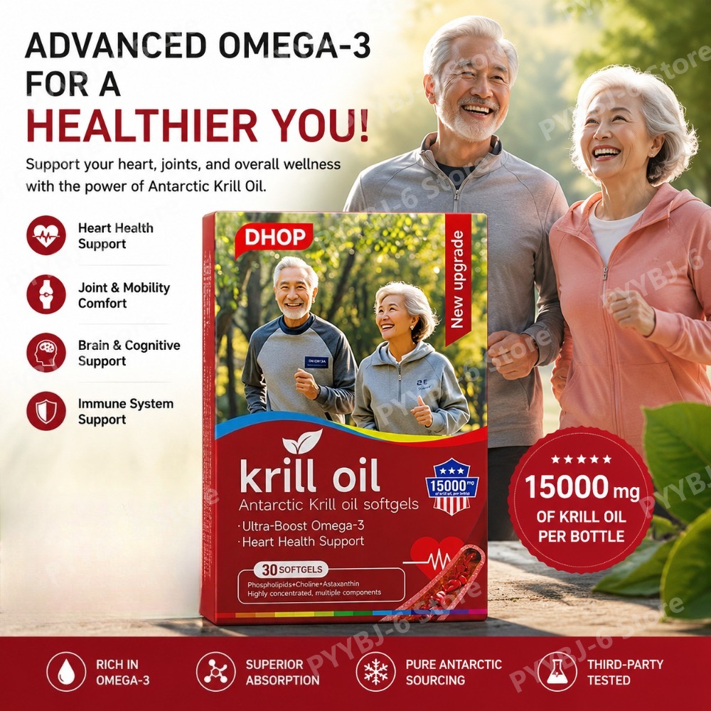 Krill Oil Supplement - Antarktisches Krillöl 15000mg 30 Weichkapseln 1000mg