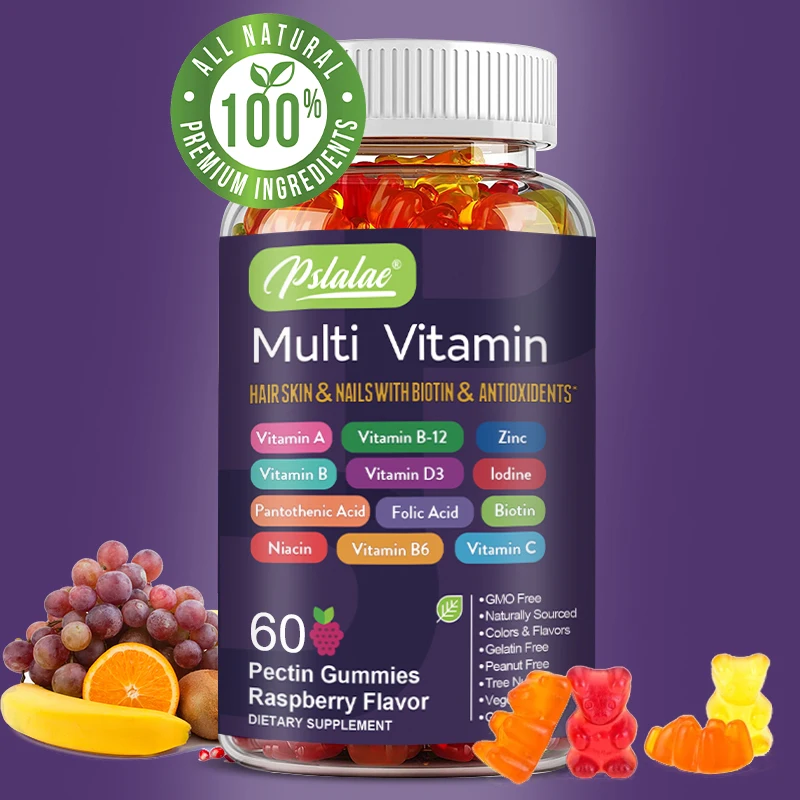 Multivitamin Gummy Adult - Multivitamin-Gummis – verbessert den Energieniveau, Immununterstützung,