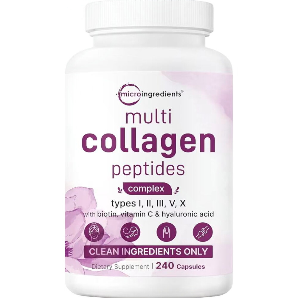 X Nutrition - Mikro-Inhaltsstoff-Multi-Kollagen-Peptid-Pillen, 240 Kapseln. Geeignet für Frauen