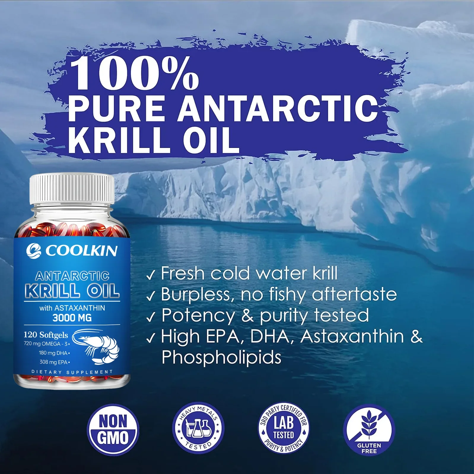 Antarktisches Krillöl 3000 mg  – Krill Oil Supplement Bewertung und Preis