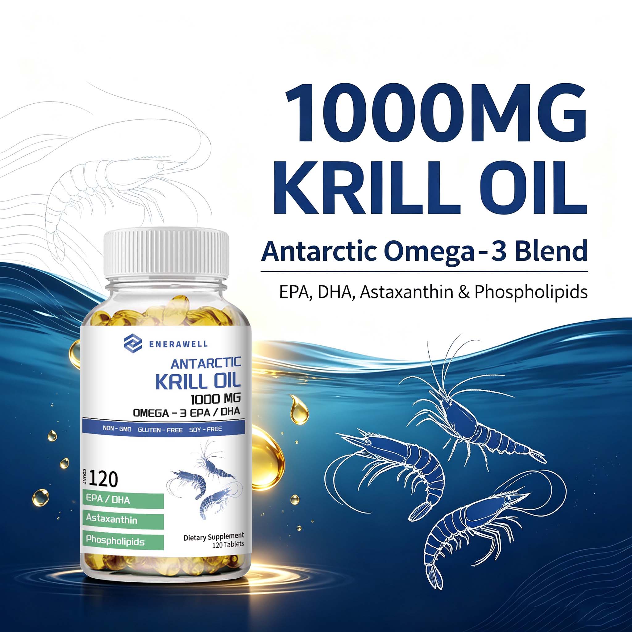 Antarktisches Krillöl 1000 mg  – Krill Oil Supplement Bewertung und Preis
